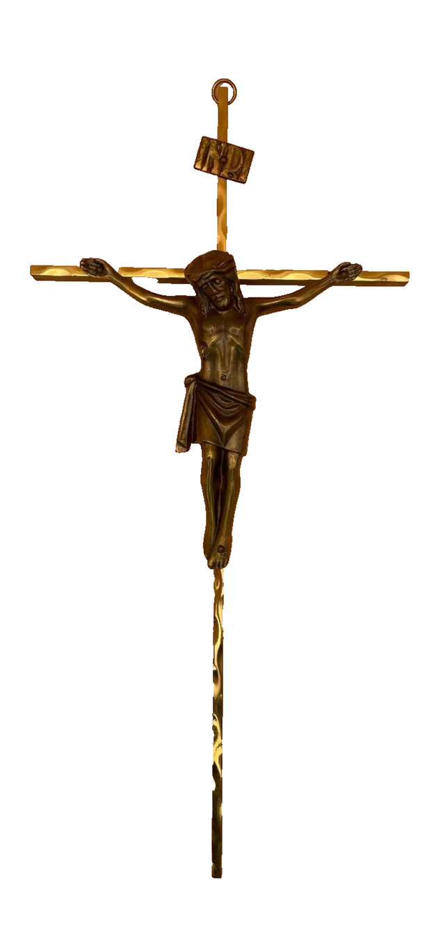 Beautiful, Vintage, Simple & Elegant Brass Crucifix Jesus - INRI - Pre-owned